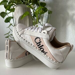 Chloe White and Cream Sneakers